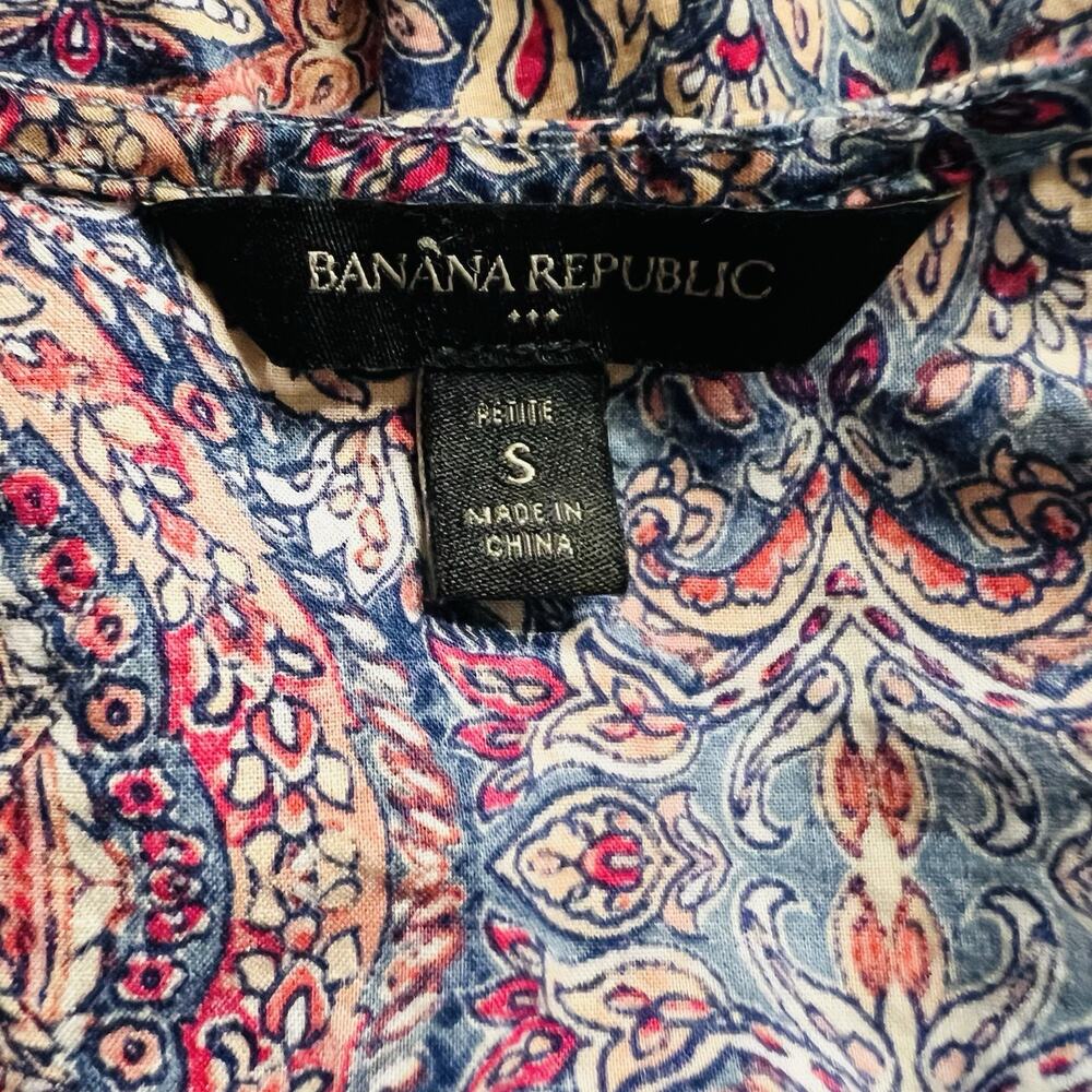Banana Republic Women’s Petite S Paisley Peasant Peplum Blouse (A0128) - Picture 5 of 6